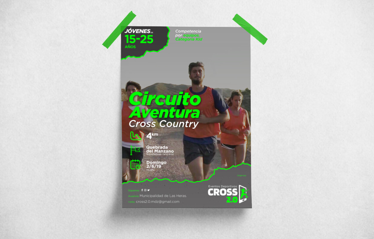 Diseño afiche Cross 2.0 Eventos deportivos - Running